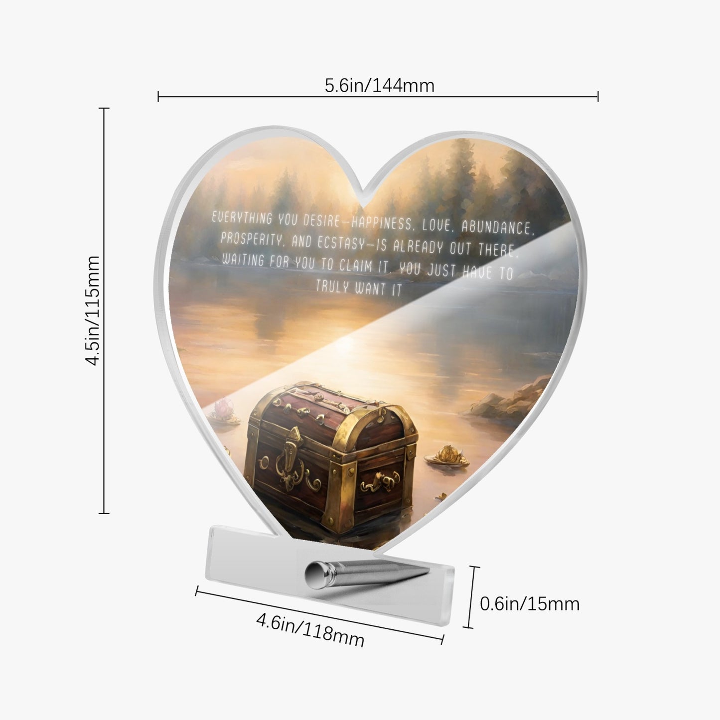 Abundance Acrylic Plaque with Stand - Heart
