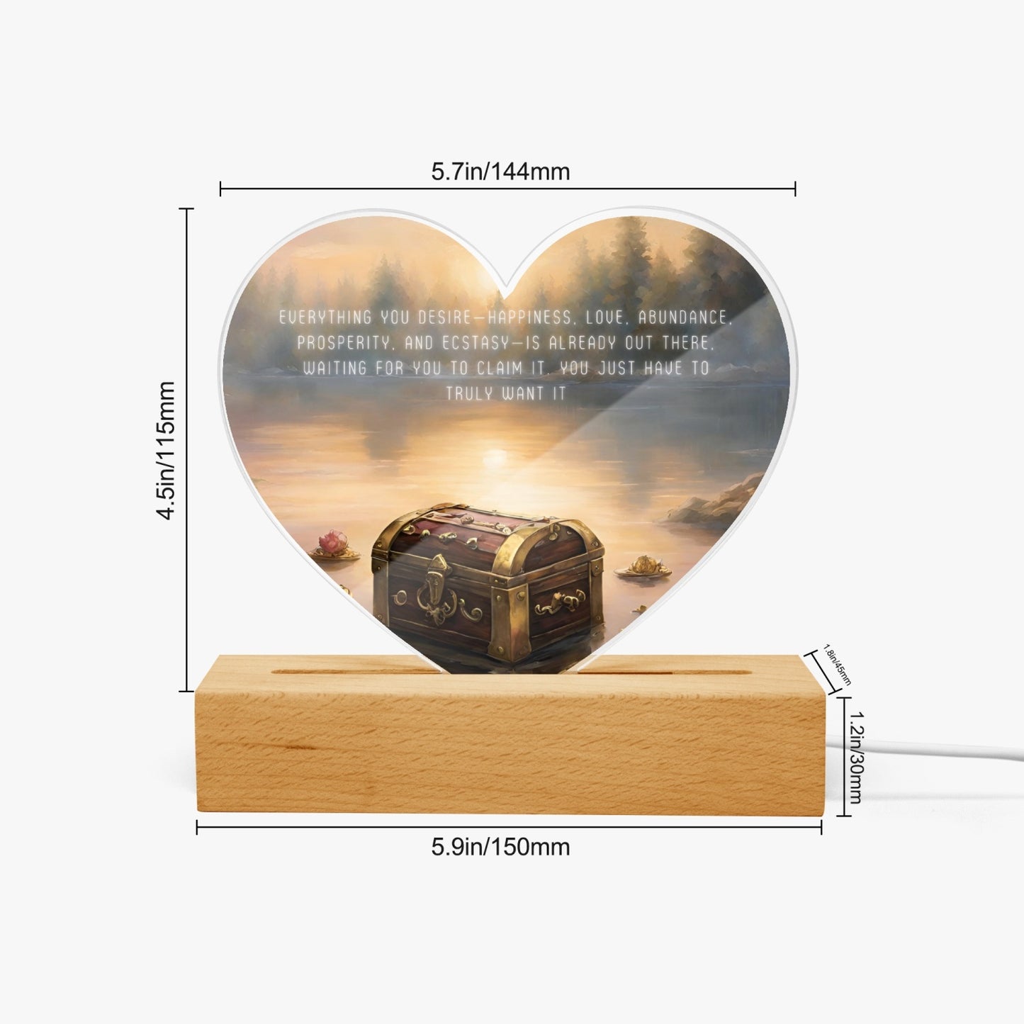 Abundance Acrylic Plaque with Stand - Heart