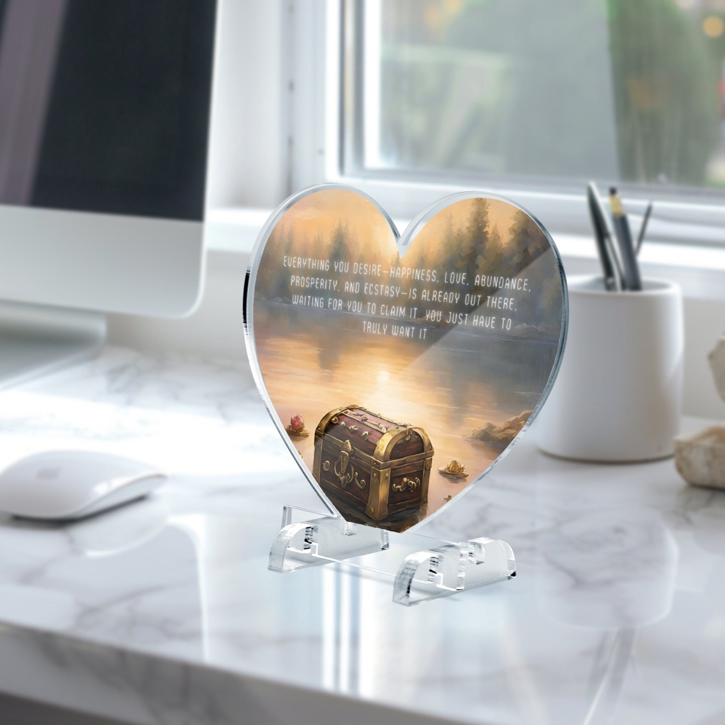 Abundance Acrylic Plaque with Stand - Heart