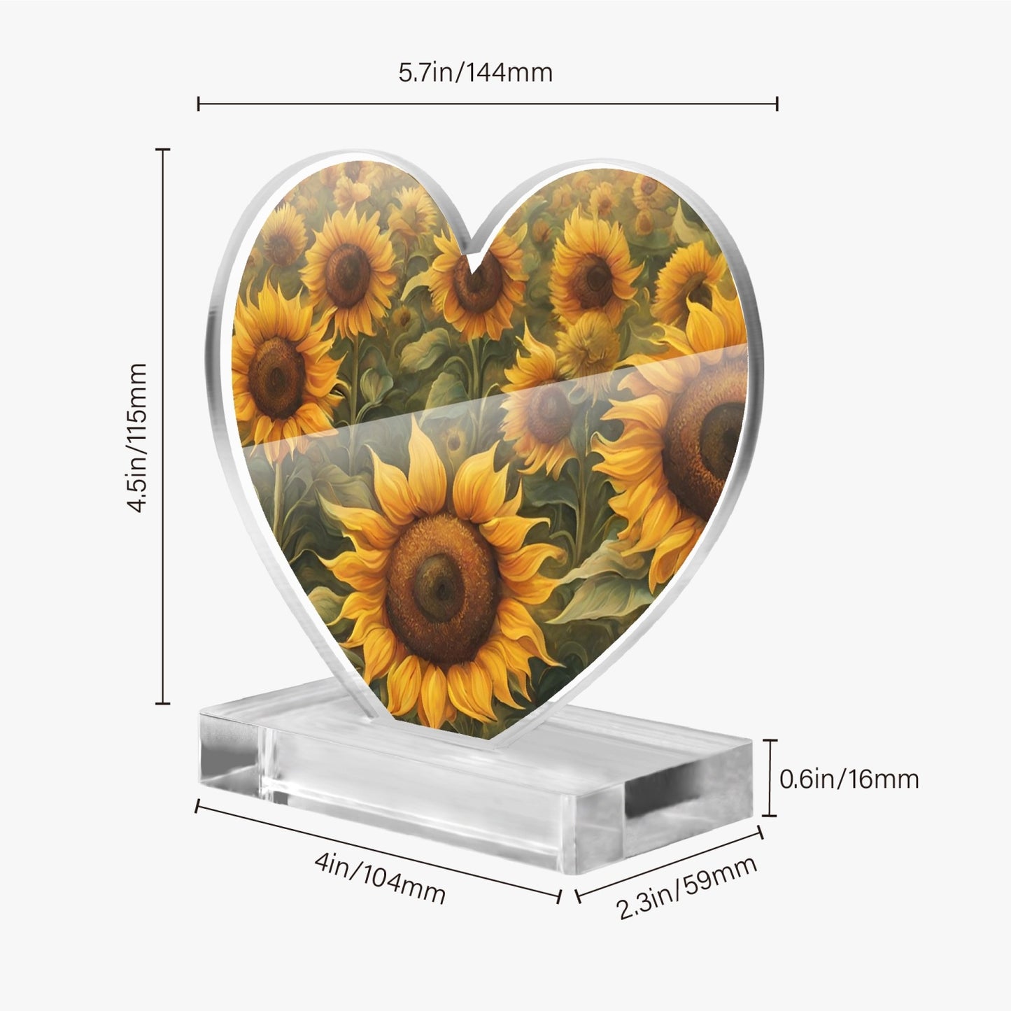 Flower Acrylic Plaque with Stand - Heart