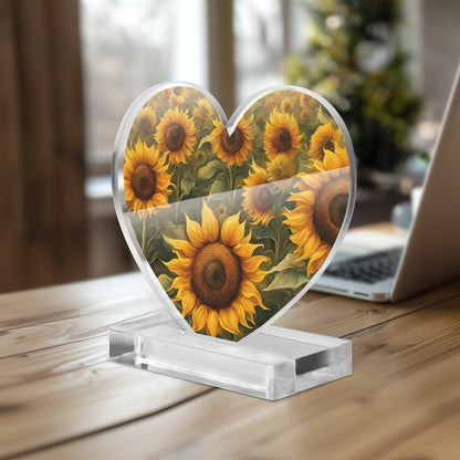 Flower Acrylic Plaque with Stand - Heart