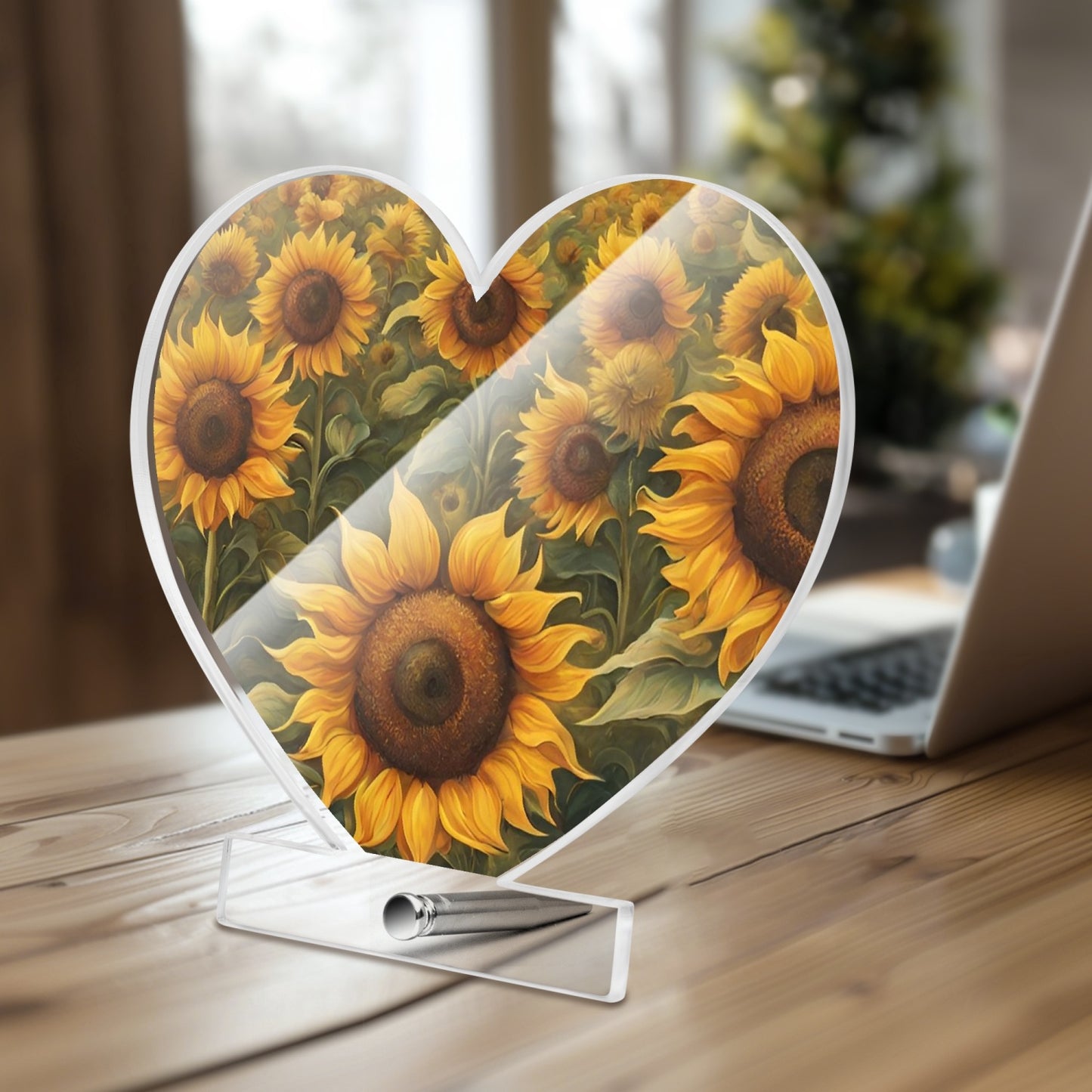 Flower Acrylic Plaque with Stand - Heart