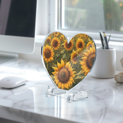 Flower Acrylic Plaque with Stand - Heart