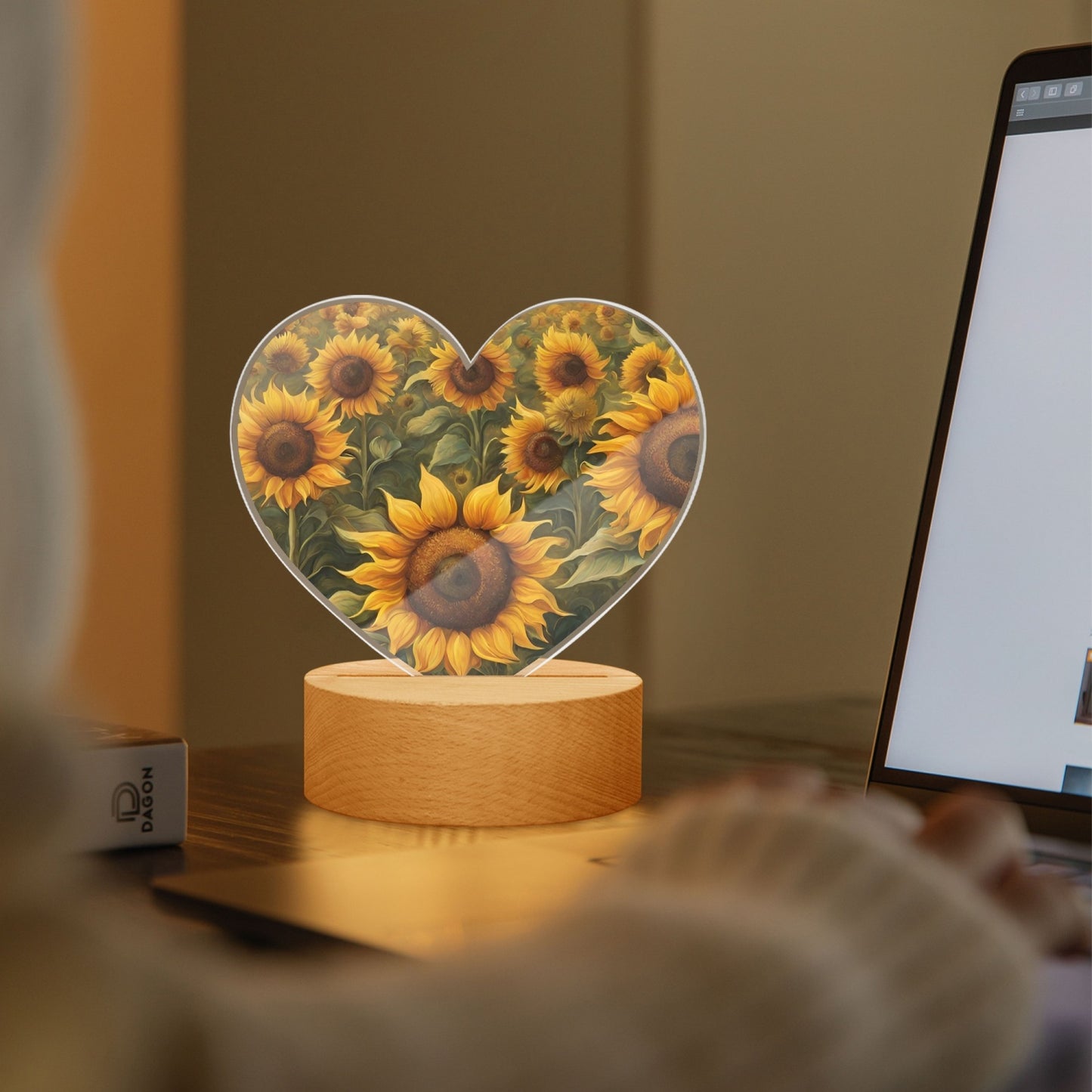 Flower Acrylic Plaque with Stand - Heart