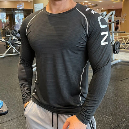 Long Sleeve Gym Shirt Men Sportswear