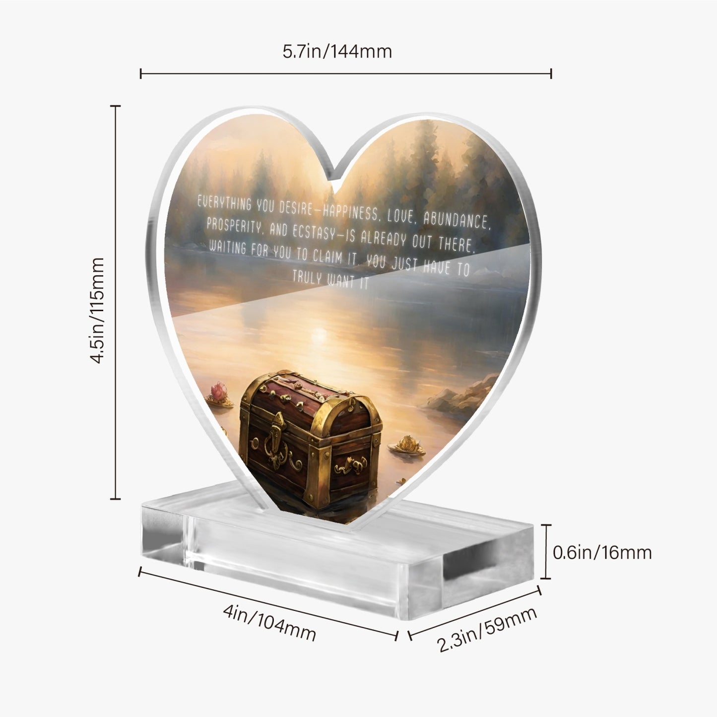 Abundance Acrylic Plaque with Stand - Heart